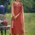 Coral embroidered satin salwar