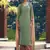 Green embroidered satin salwar