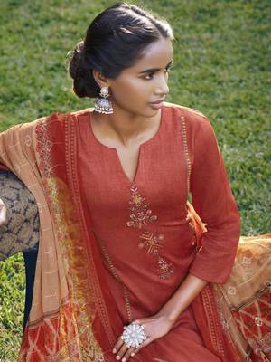 Coral embroidered satin salwar 2