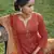 Coral embroidered satin salwar