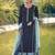 Navy blue embroidered satin salwar
