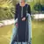 Navy blue embroidered satin salwar
