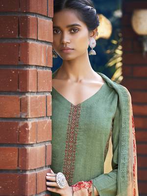 Green embroidered satin salwar 2
