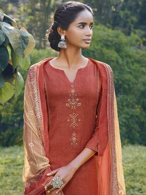 Coral embroidered satin salwar 3