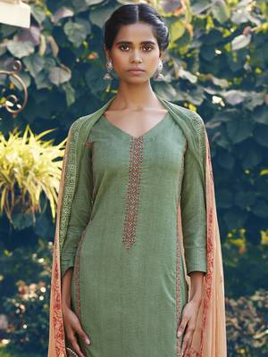 Green embroidered satin salwar 3