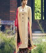 Cream embroidered satin salwar