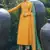Yellow embroidered satin salwar