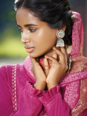 Magenta embroidered satin salwar 2