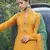 Yellow embroidered satin salwar