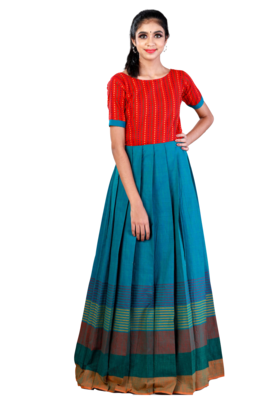 Shivangi Sky Blue Cotton Big Border LG 1