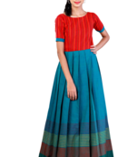 Shivangi Sky Blue Cotton Big Border LG