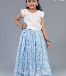 Shivangi Girls Half-White Kota Creeper pattu Pavadai