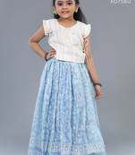 Shivangi Girls Half-White Kota Creeper pattu Pavadai
