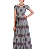 Shivangi Girls Grey Cotton Pine Tree Long Gown