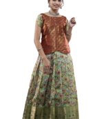 Shivangi Girls Maroon Floral Creeper Pattu pavadai