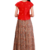 Shivangi Girls Red Kalamkari floral Cotton Pavadai Set