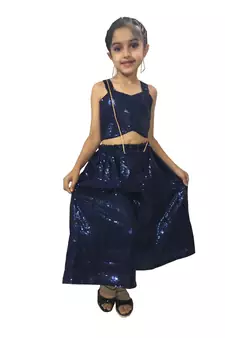 Aglare sequence fabric Palazzo set,with purse STITCHED.comfortable.Blue