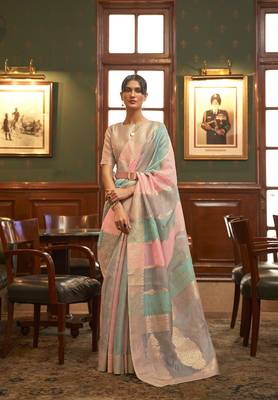 Multicolor woven organza saree with blouse 1