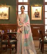 Multicolor woven organza saree with blouse