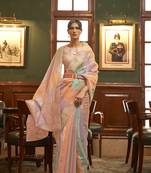 Lavender woven organza saree with blouse