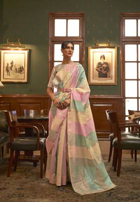 Multicolor woven organza saree with blouse 1