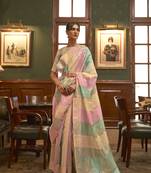 Multicolor woven organza saree with blouse