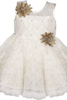 White Cotton  stitched Sleeveless   dress