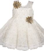 White Cotton  stitched Sleeveless   dress