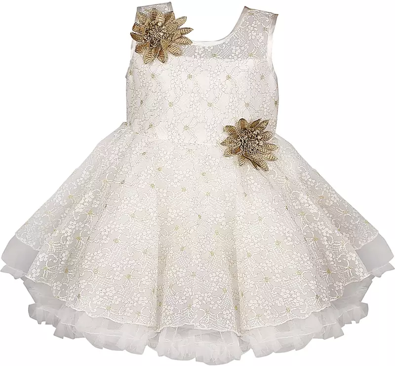 White Cotton  stitched Sleeveless   dress