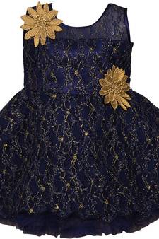 blue Cotton  stitched Sleeveless   dress