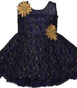 blue Cotton  stitched Sleeveless   dress