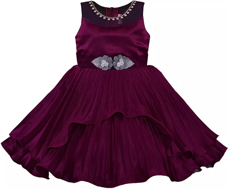 Purple satin stitched Sleeveless   dress