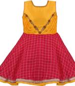Yellow Silk stitched Sleeveless   dress