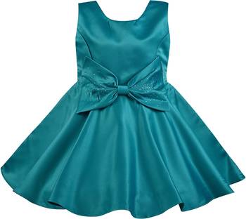 Green satin stitched Sleeveless   dress 1