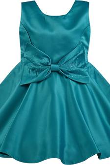 Green satin stitched Sleeveless   dress