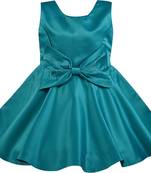Green satin stitched Sleeveless   dress