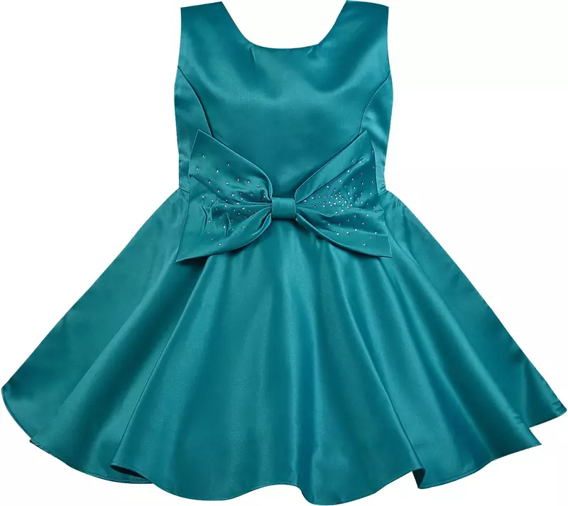 Green satin stitched Sleeveless   dress