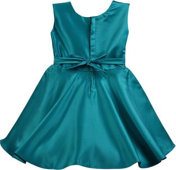 Green satin stitched Sleeveless   dress 2