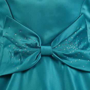 Green satin stitched Sleeveless   dress 3