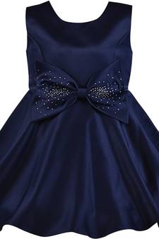 blue satin stitched Sleeveless   dress