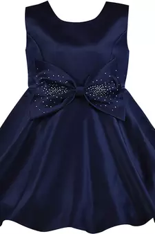 blue satin stitched Sleeveless   dress