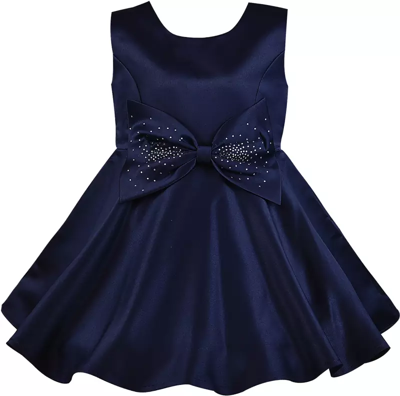 blue satin stitched Sleeveless   dress