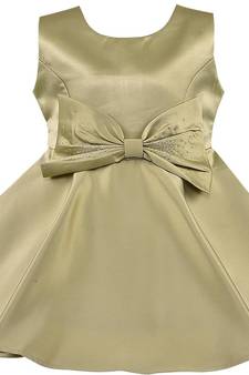 Green satin stitched Sleeveless   dress