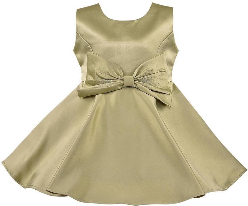 Green satin stitched Sleeveless   dress