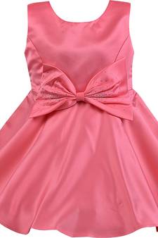 Orange satin stitched Short Sleeve   dress