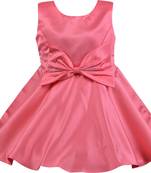 Orange satin stitched Short Sleeve   dress