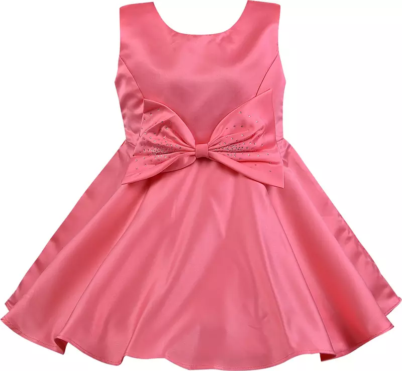 Orange satin stitched Short Sleeve   dress