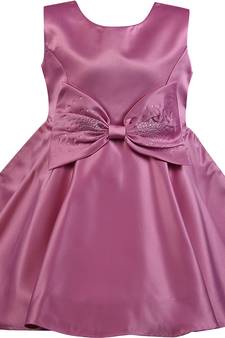 Purple satin stitched Short Sleeve   dress