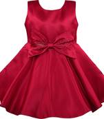 Red satin stitched Short Sleeve   dress