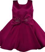 Purple satin stitched Sleeveless   dress